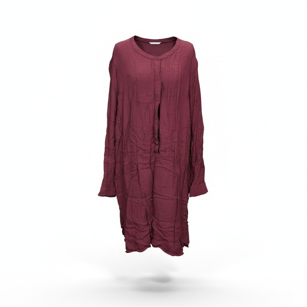 Old Navy Womens XXL Burgundy Viscose Long Sleeve Button Front Tunic Top Blouse